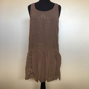 Cute summer taupe dress with sequins mini cocktail
